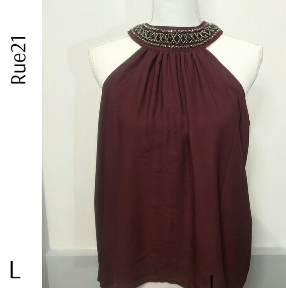 Rue21 Tops - Purple Jeweled Halter Top  L